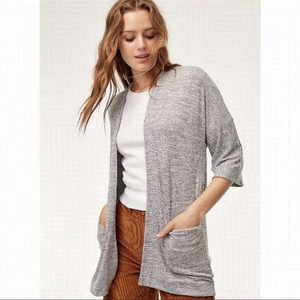 ARITZIA-WILFRED Free Zlata Heather Grey Double Pocket Sweater (Small)